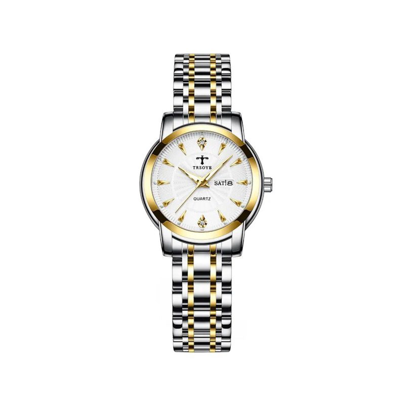 TRSOYE 8801 New Elegant Watch For Women-Silver Gold