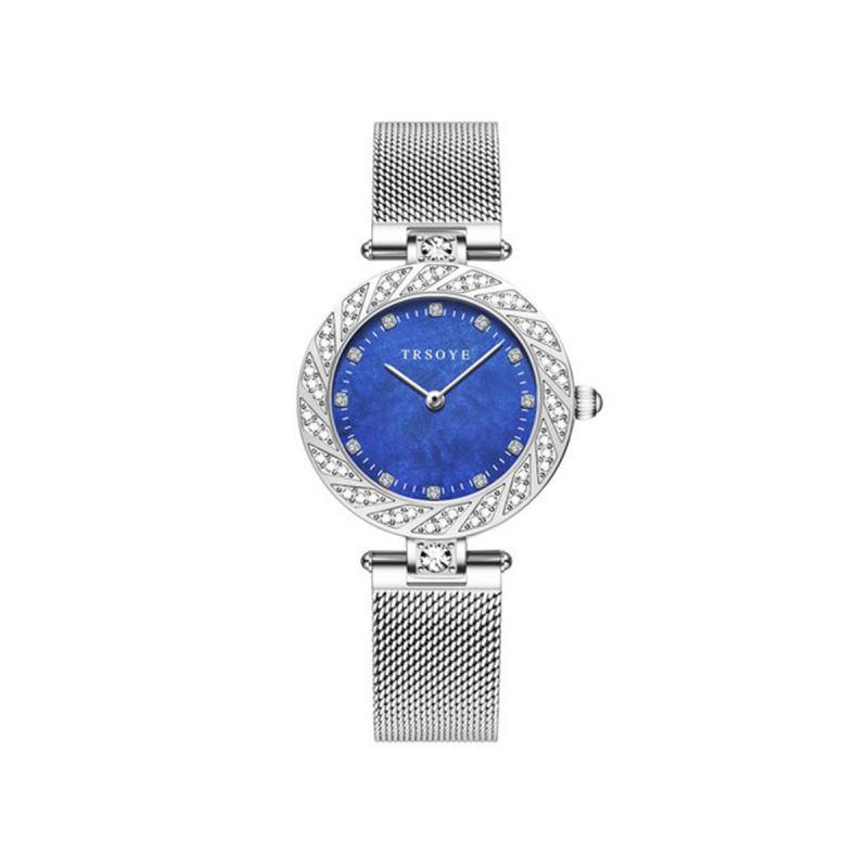 TRSOYE 8809 Quartz Luxury Watch for Women–Silver Blue