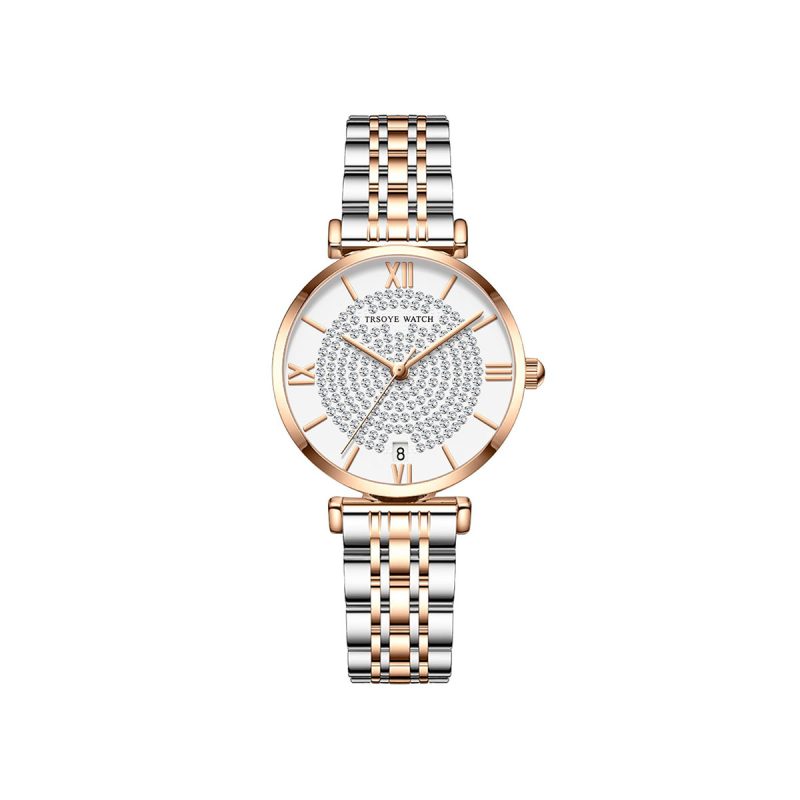 TRSOYE 8821 Luxury Ladies Fashion watch-Silver Rose Gold