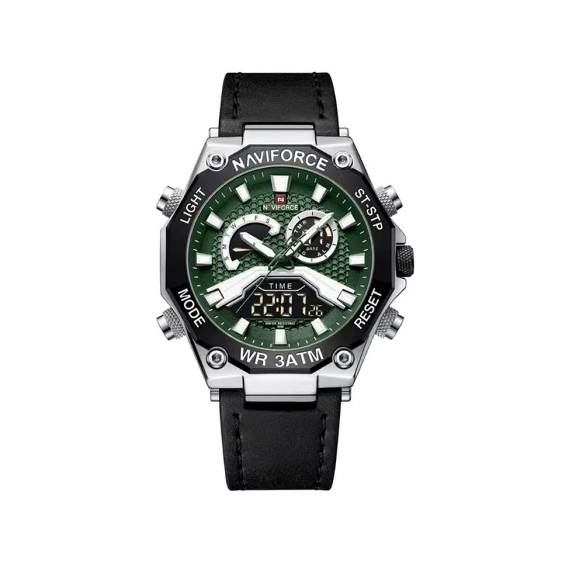 NAVIFORCE 9220 Leather Strap Watch for Men-Green