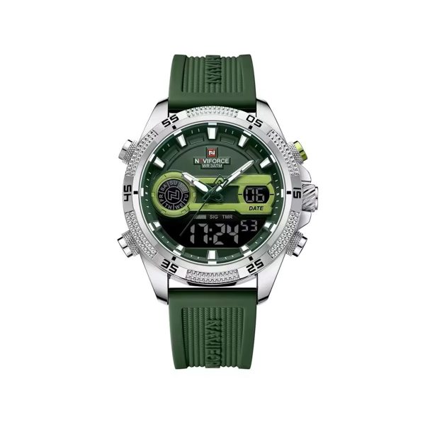 NAVIFORCE 9223 Dual Time Display Watch for Men-Green