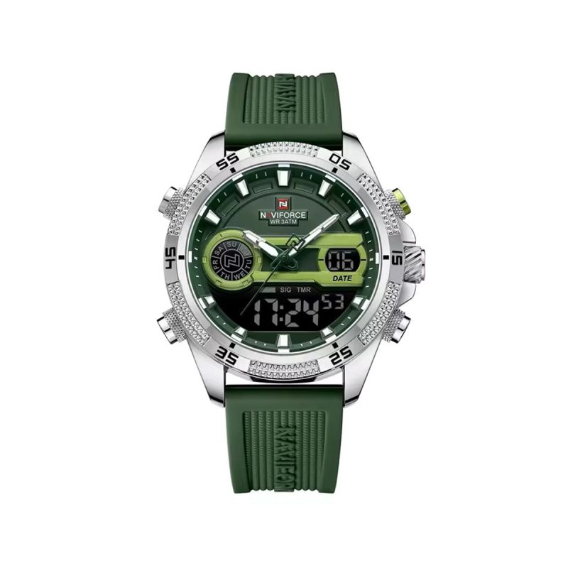 NAVIFORCE 9223 Dual Time Display Watch for Men-Green